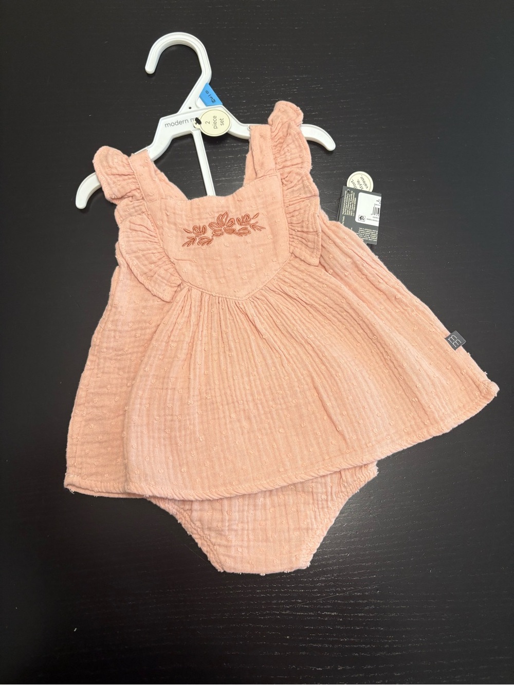 Modern Moments by Gerber 0-3m Soft Peach Dress & Bloomer Set